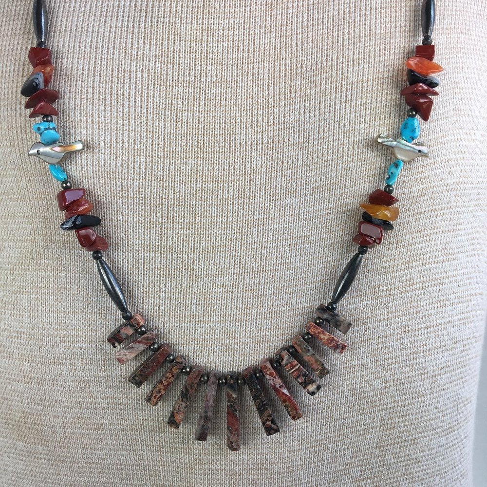 Stone and MOP Fetish Turquoise Necklace